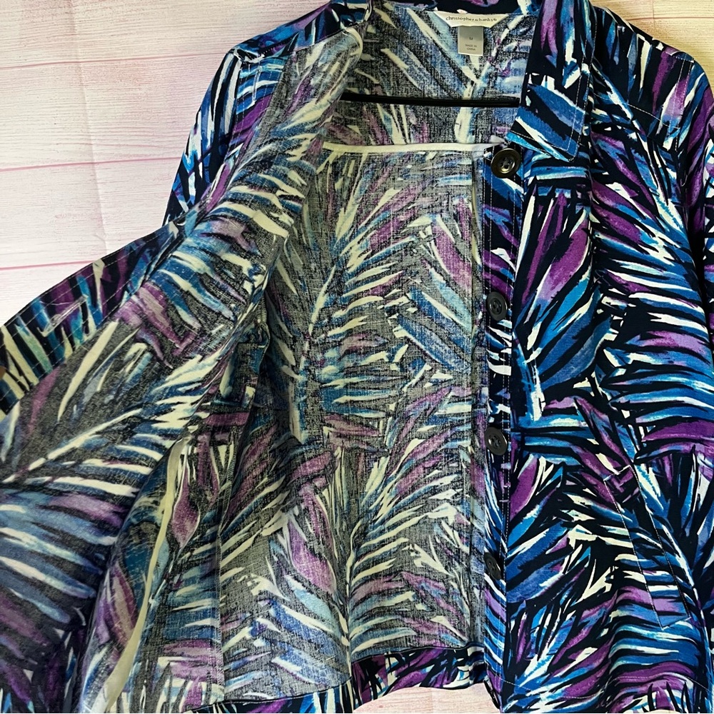 Christopher & Banks Linen Blend Light Weight Multicolor Button‎ Down Jacket Med - Picture 7 of 12